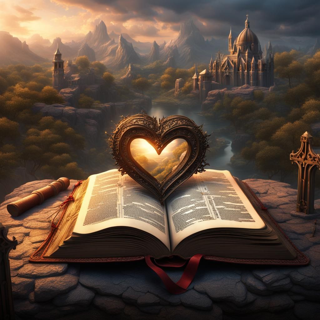Heartfelt Prayer with Open Bible: Detailed Matte Painting