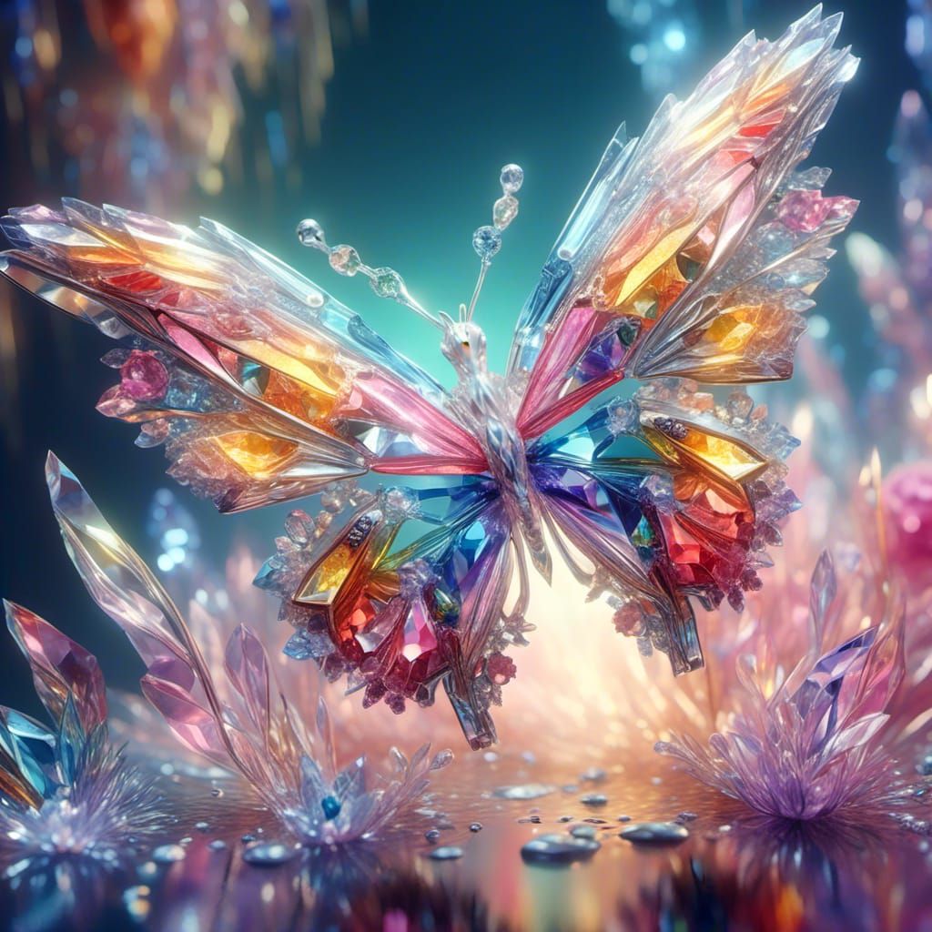 butterfly made of sparkling crystal