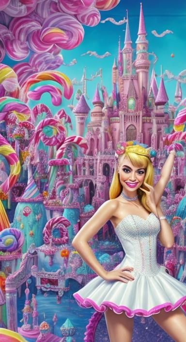 Evil Petite Girl in Fantasy Candyland: Digital Illustration