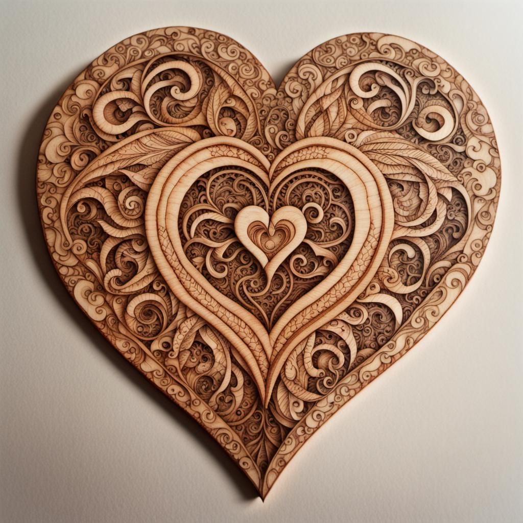 Detailed Pyrography Heart Symbol
