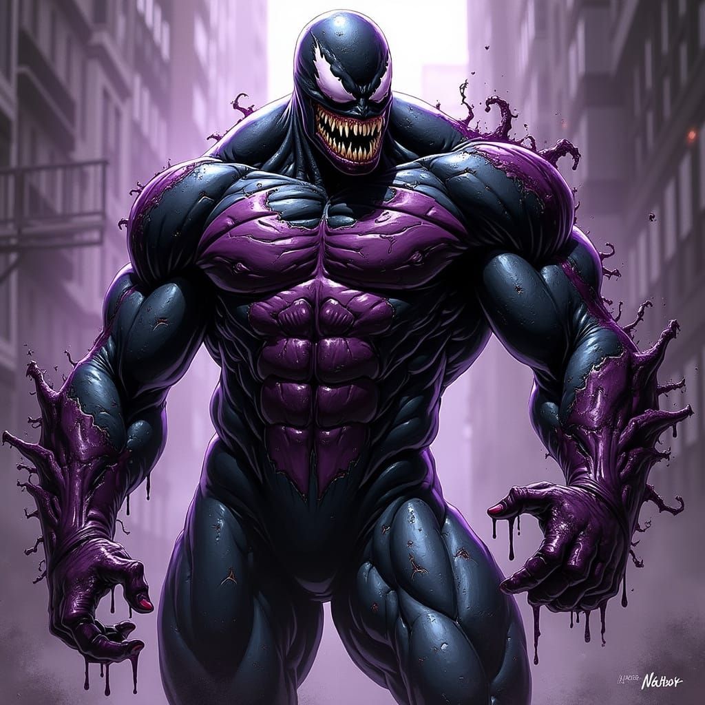 Clayface and Venom Fusion in Comic Book Style