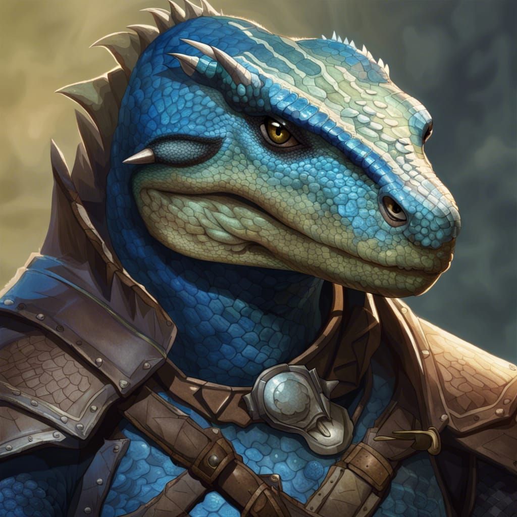 Lizardfolk Ranger Portrait in Hyperdetailed Style