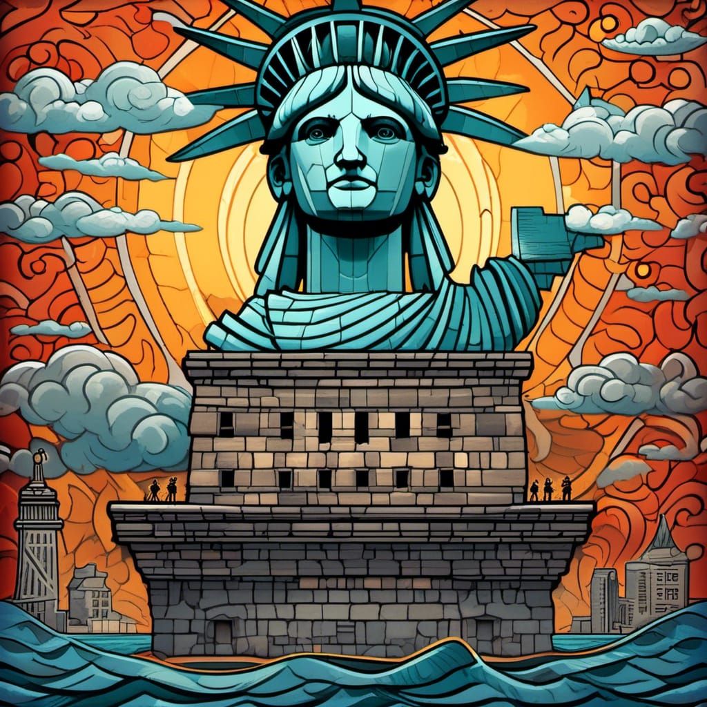 Cracked Paper  Statue of Liberty