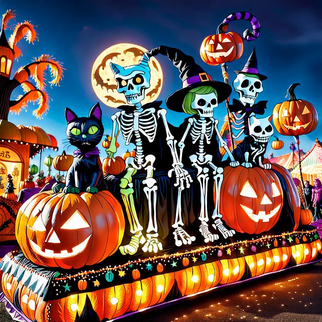 Halloween Carnival Float in Whimsical Style