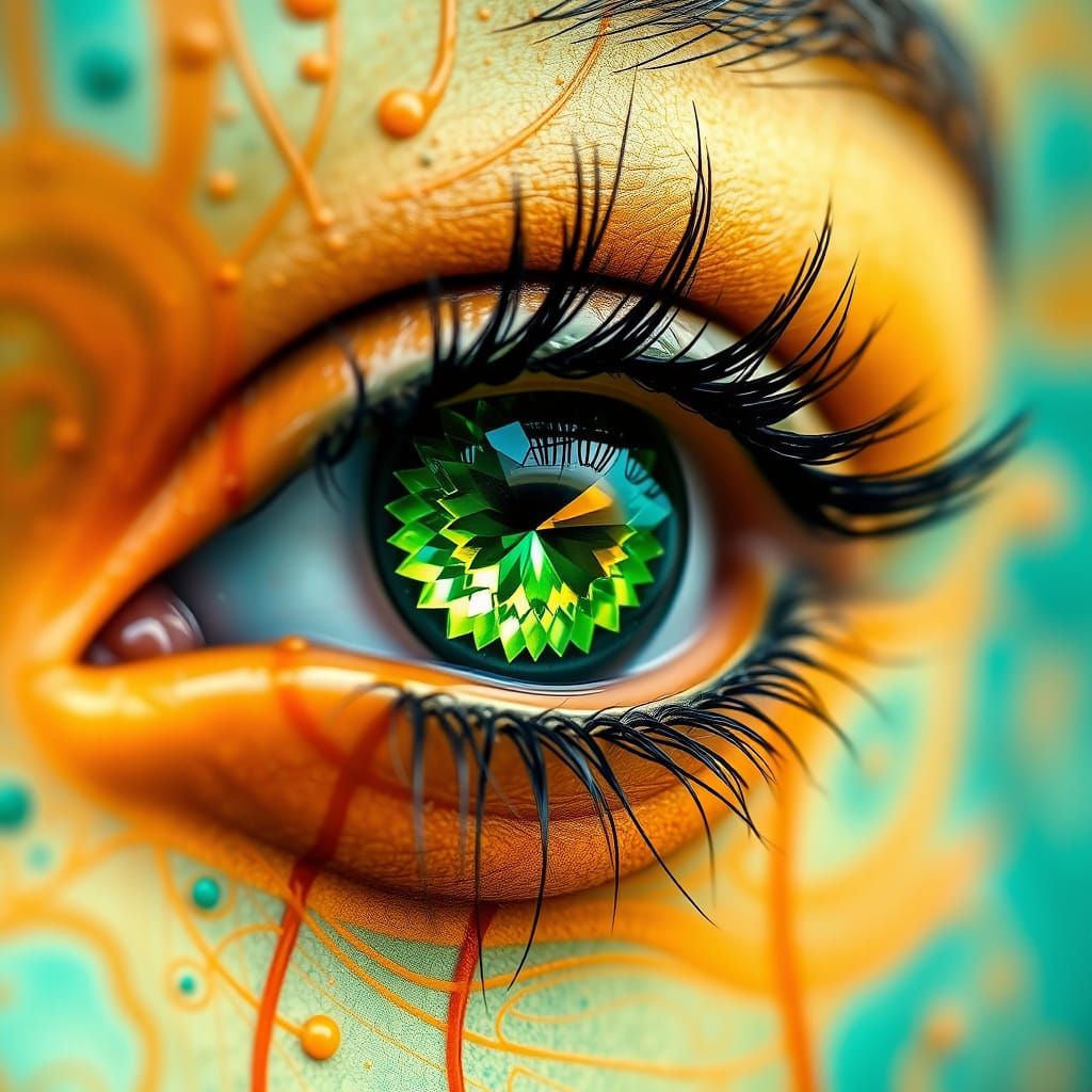 Vibrant Peridot Eye in a Kaleidoscope of Colors