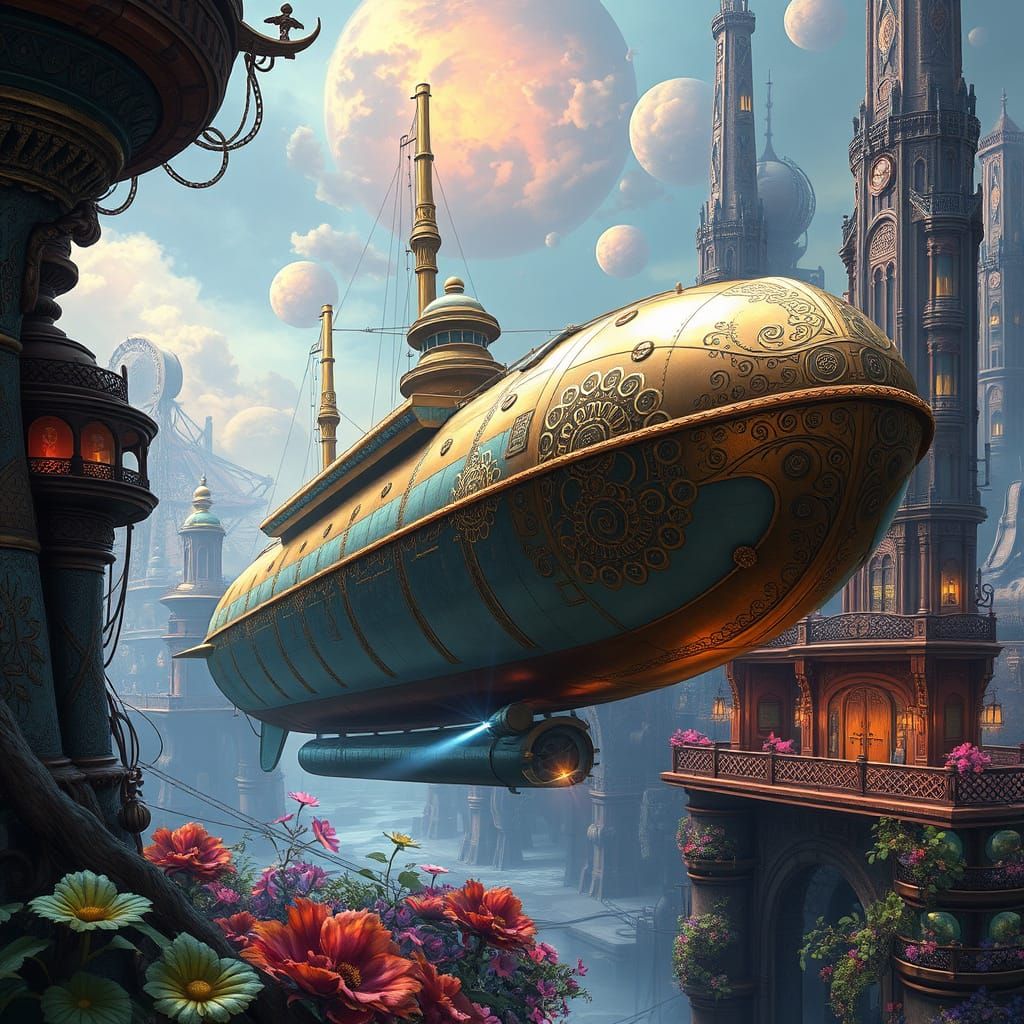 Steampunk Airship Docks at Alien City Station