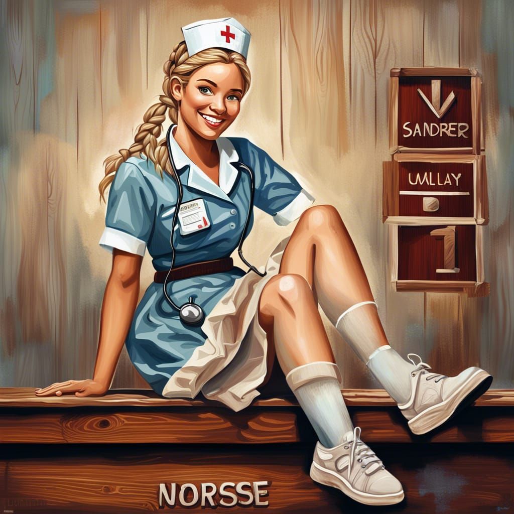 Smiling Nurse Acrylic Digital Art on White Background