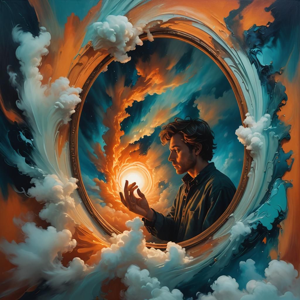 Dreamlike Mirror Portal with Ethereal Glow