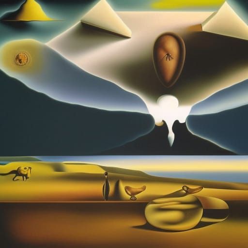 Surreal Thankfulness in Dali Style, Oil on Canvas