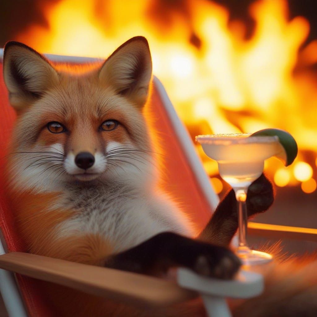 Fox Portrait: Relaxed with Margarita in Lawn Chair
