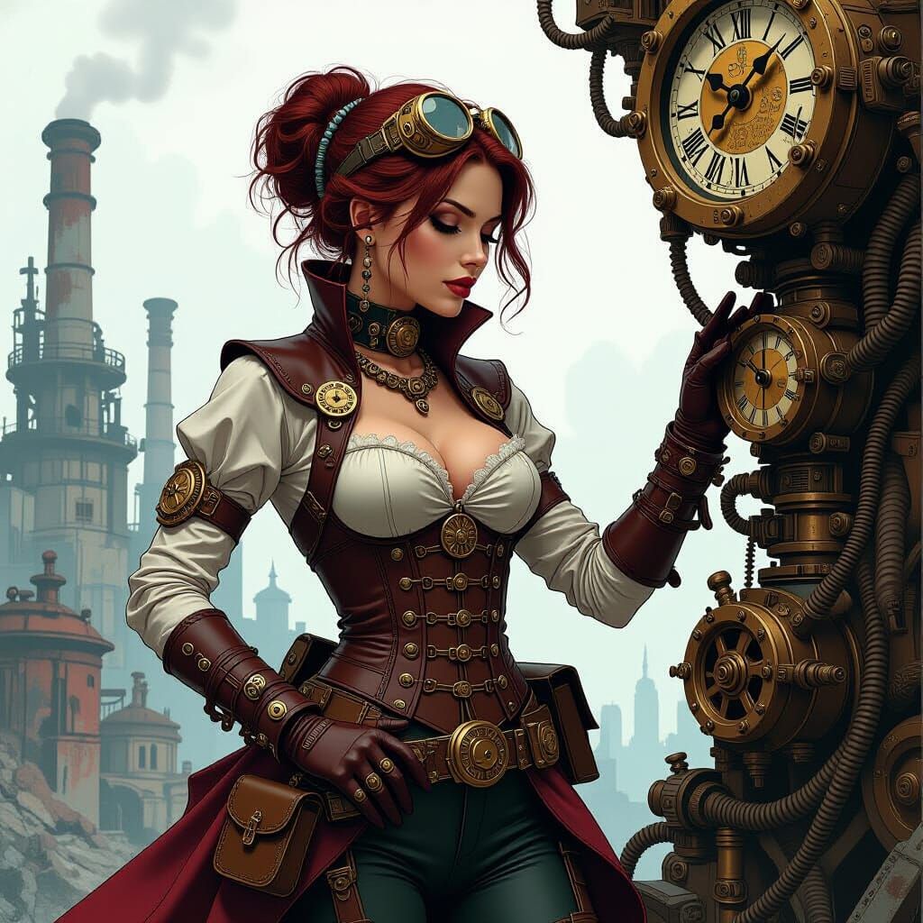 Steampunk Power Struggle in Enki Bilal Style