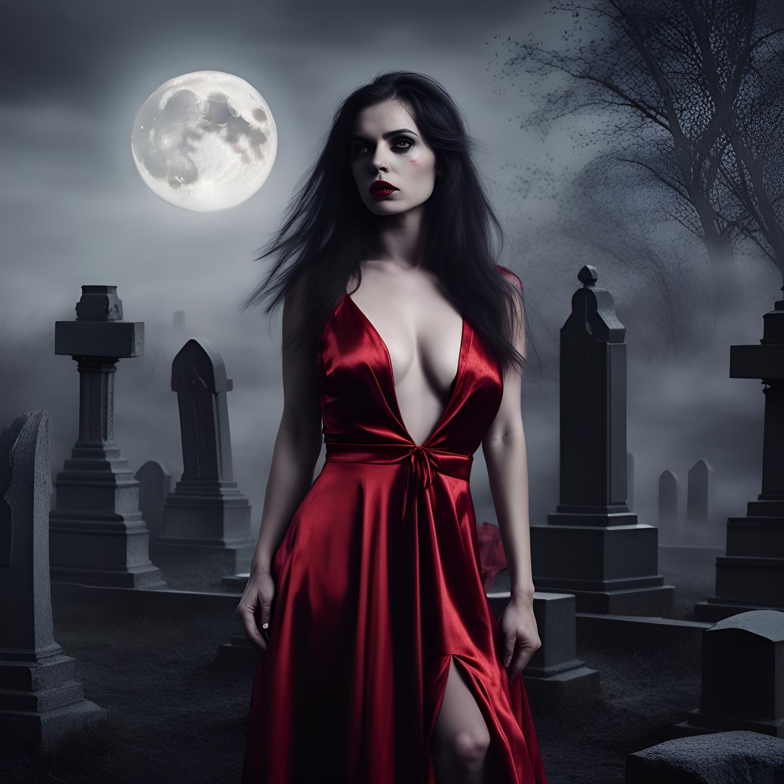 Vampire in Graveyard: Chiaroscuro Style