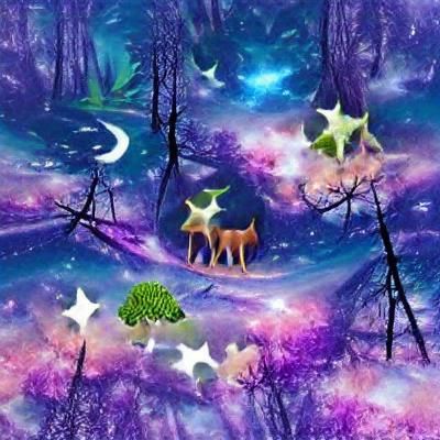 Goddess of Night Under Starry Forest Canopy