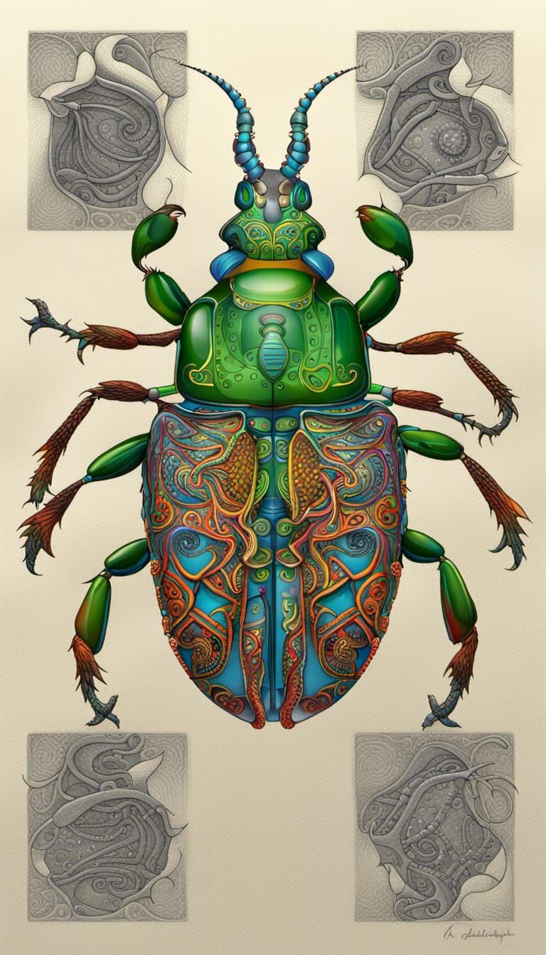 Christmas Beetle with Celtic Fractal Patterns