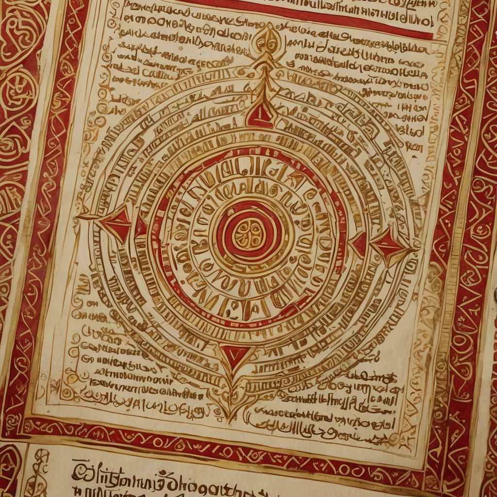 Ethiopian Manuscript Art with Red and Gold Illuminations