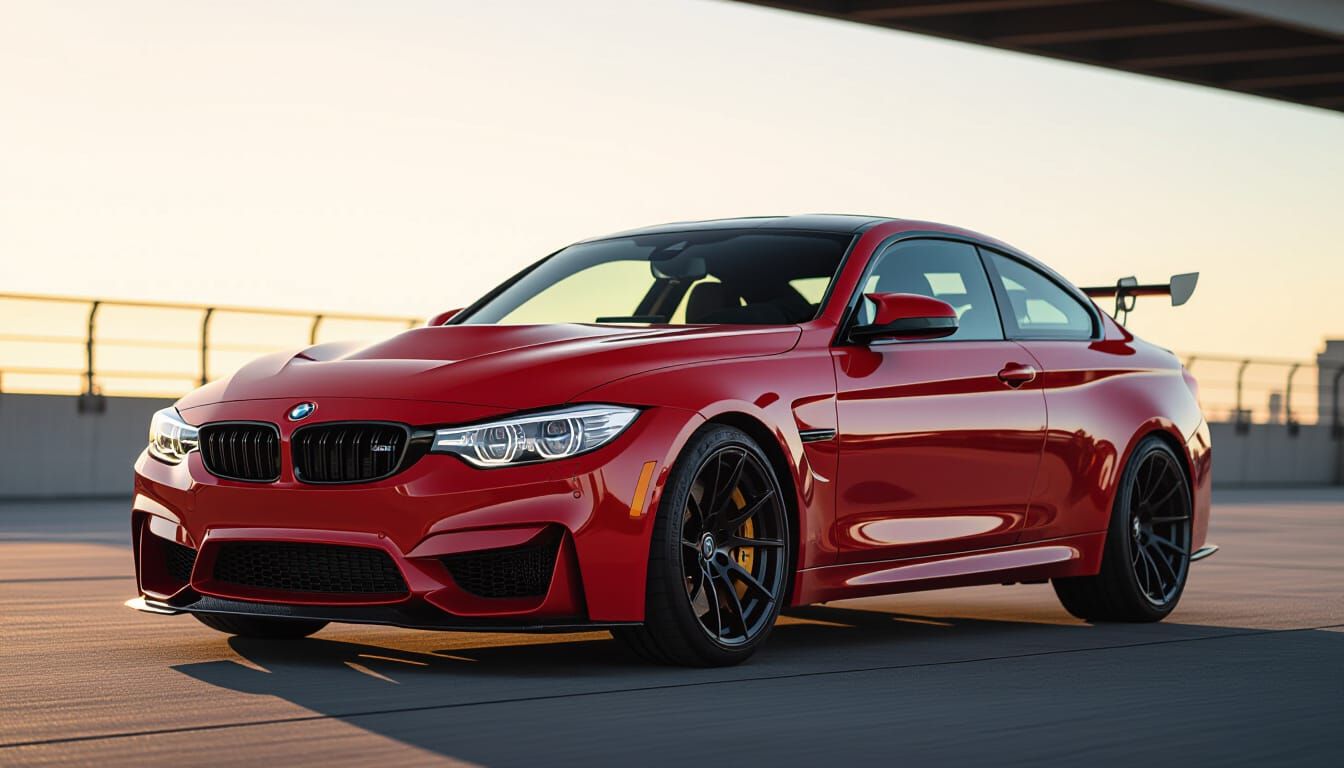 Modified Red BMW M3: Cinematic Film Still