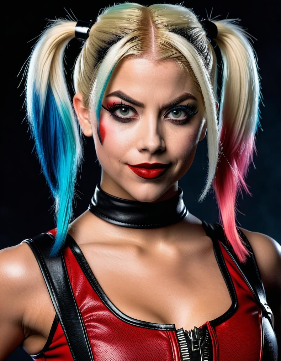 Alexa Bliss as Harley Quinn: Hyperrealistic 8k Portrait