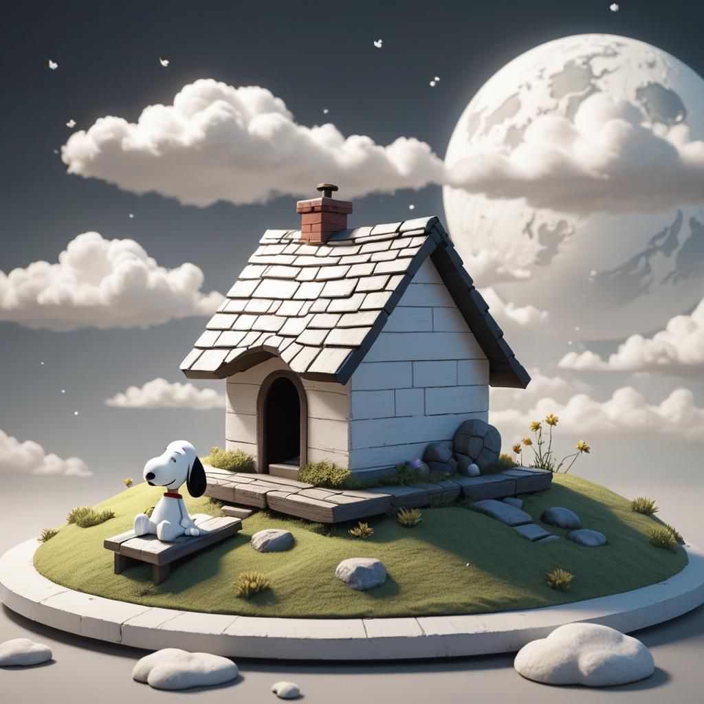 Snoopy Sleeping on Dog House: 3D Art