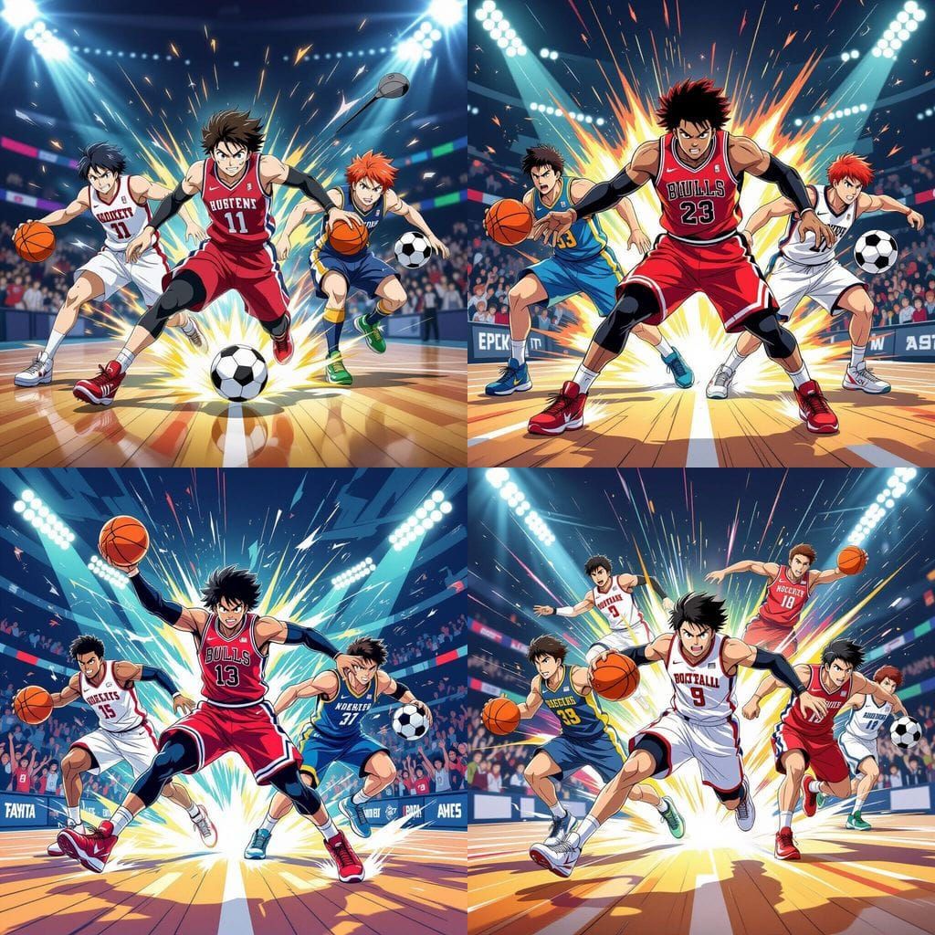 Dynamic Anime Sports Art: Basketball Action