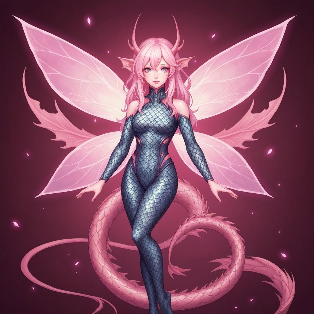 Anime Fairy with Dragon Tail and Scale Suit