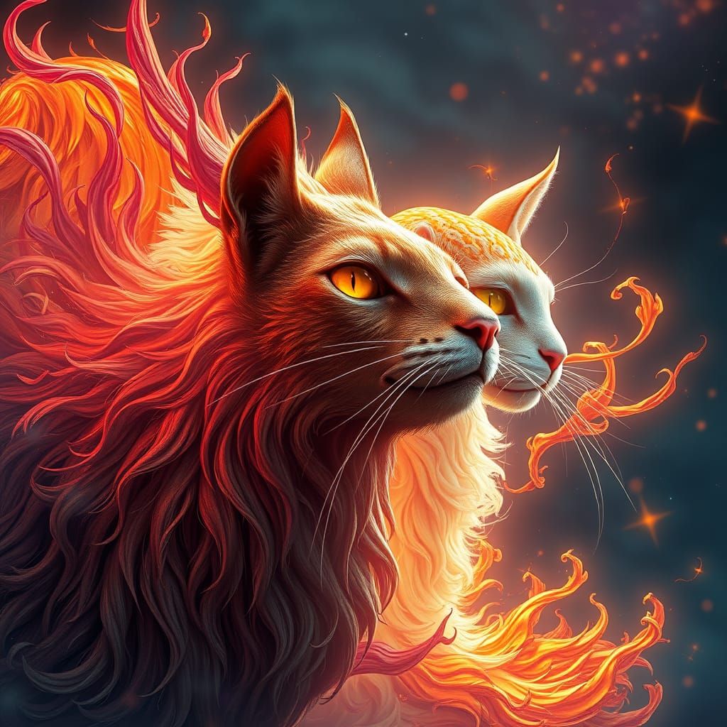 Ethereal Feline Camel in Art Nouveau Style