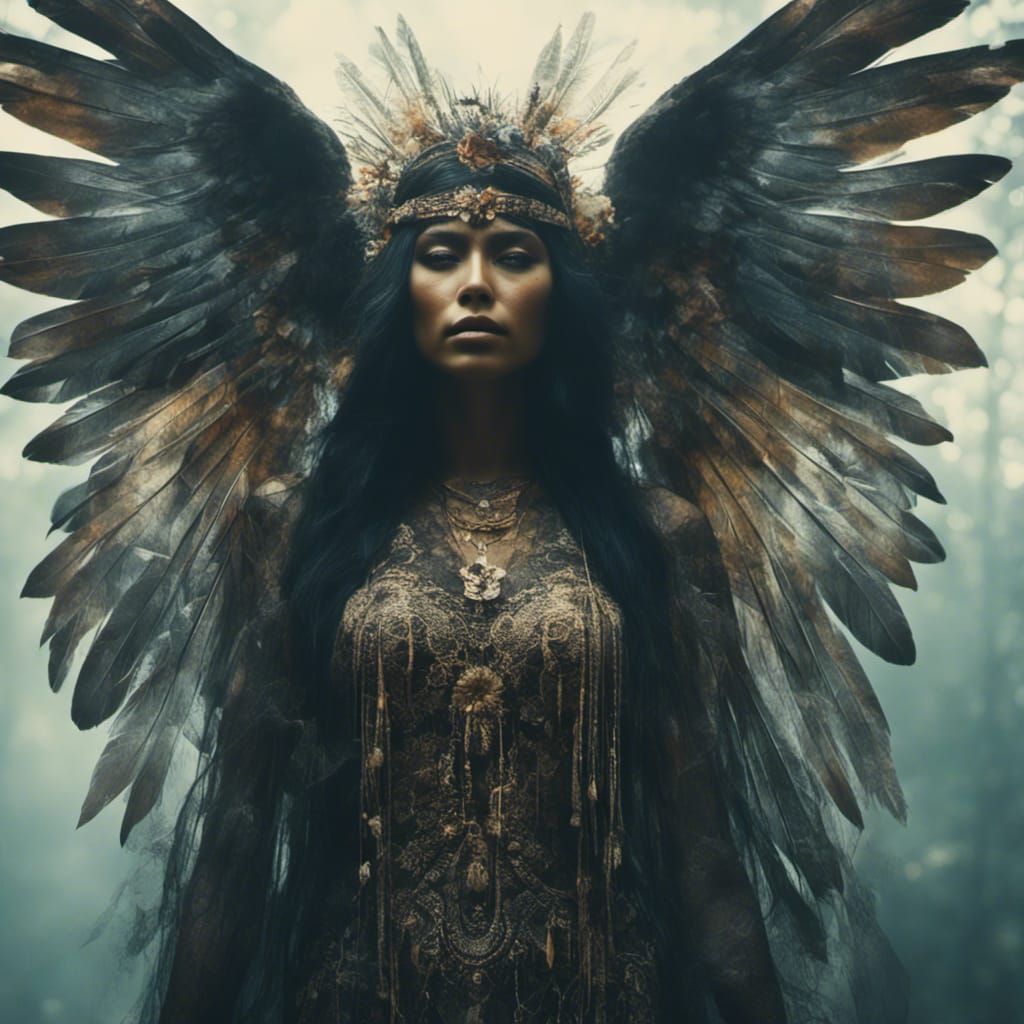Ethereal Dark Angel and Native American Bride
