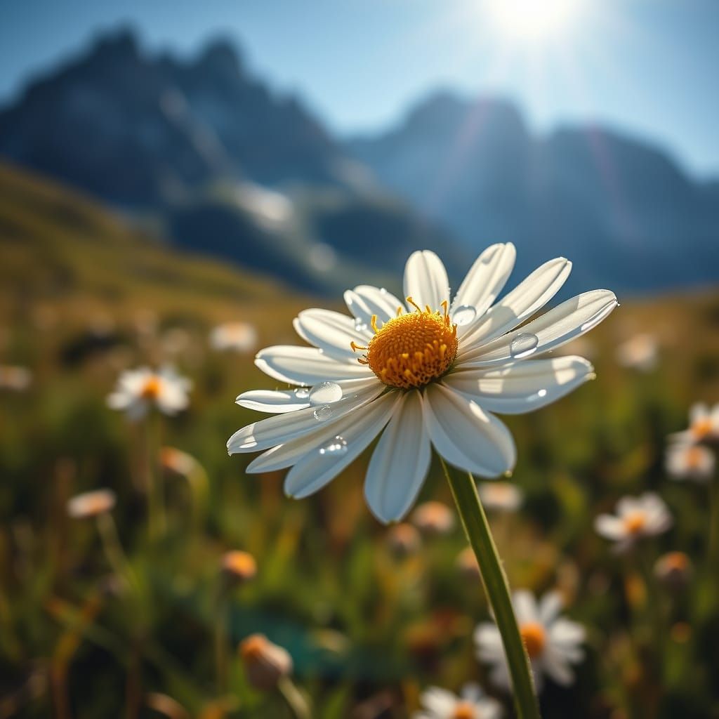 Hyper-Realistic Edelweiss Macro Photo in Alps