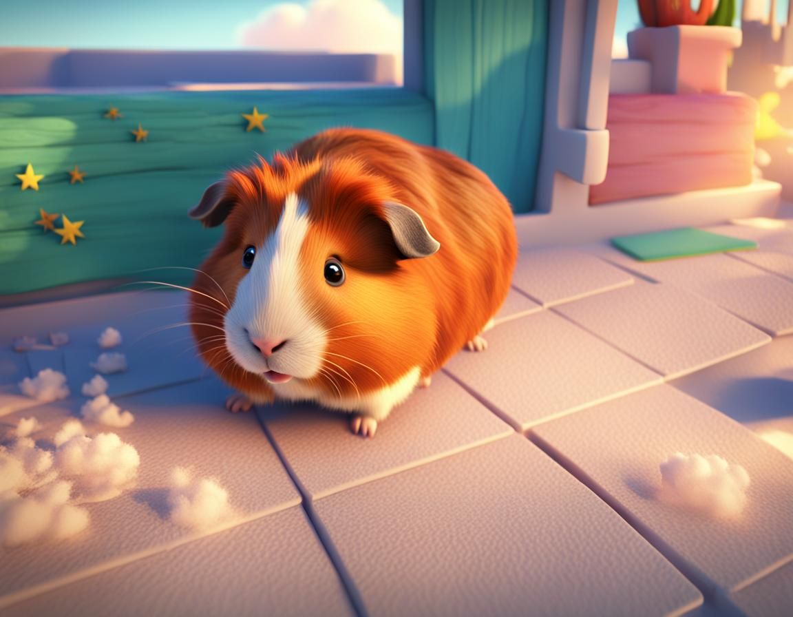 Guinea Pig in Disney Pixar 3D Animation Style