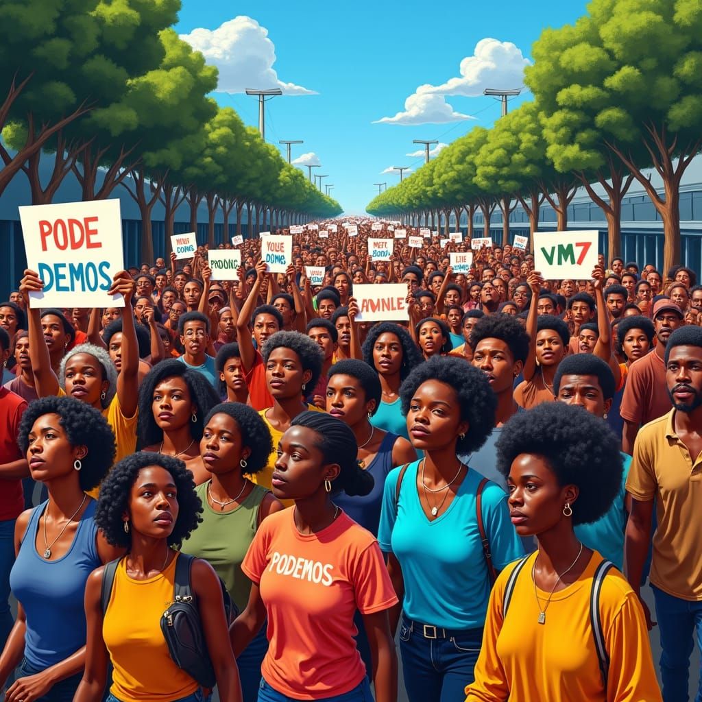 African-American People Marching for Social Justice