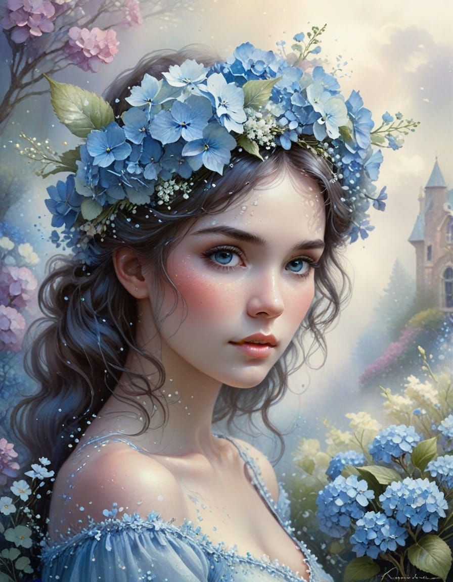 Ethereal Floral Crown of Baby's Breath & Hydrangeas