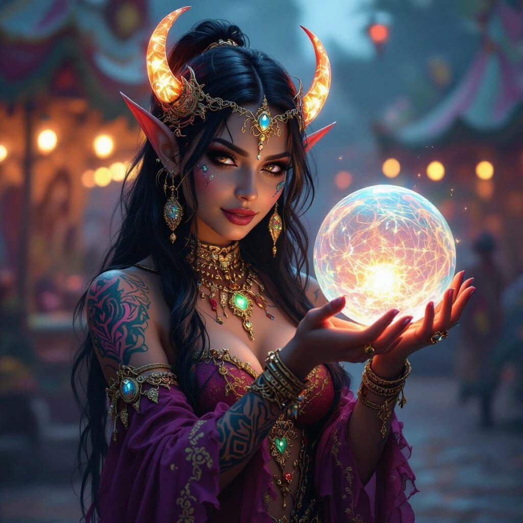 Dark Elf Carnival Performer in Mystical Attire
