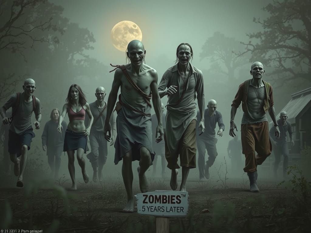 Gothic Horror Zombie Horde Emerges From Misty Forest