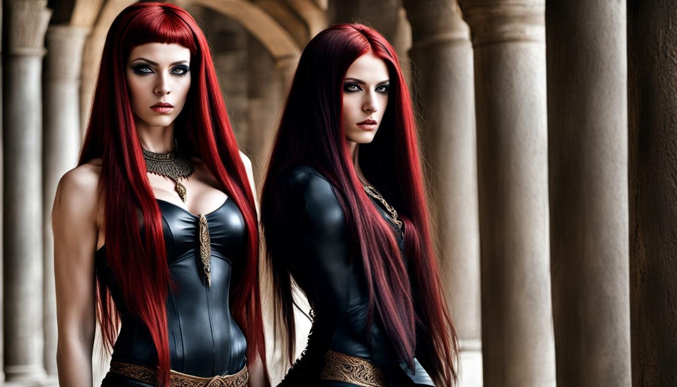 Egyptian-Nosferatu Xena with Red Hair and Tattoos