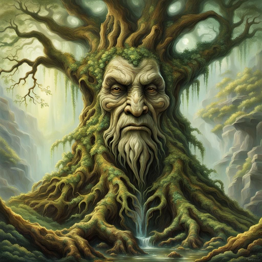 Anthropomorphic Tree Ent in Golden Light