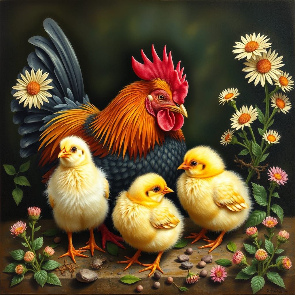 Whimsical Garden Scene in Watercolor Style