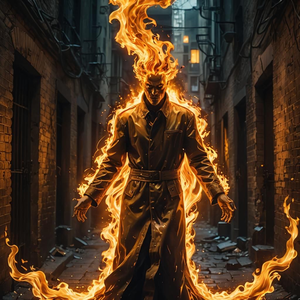 Surreal Creator in Flames Consumes Glory and Light in Dark A...