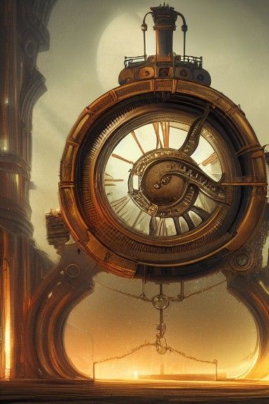 Steampunk Clock Portal to Infinity: Detailed Concept Art