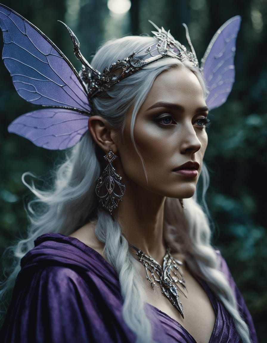 Enchanted Half-Fey Sorceress in Elegant Whimsy