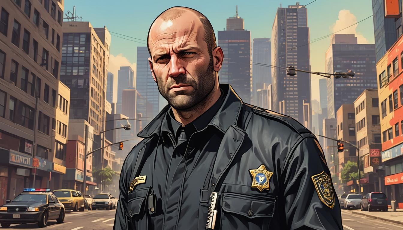 Jason Statham as Rookie Cop in GTA V Style