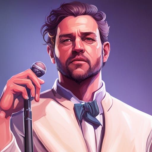 Singer on Stage in Hyperdetailed Concept Art