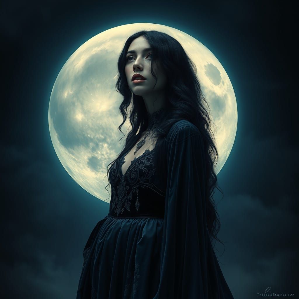 Mystical Lilith Under the Glowing Moon