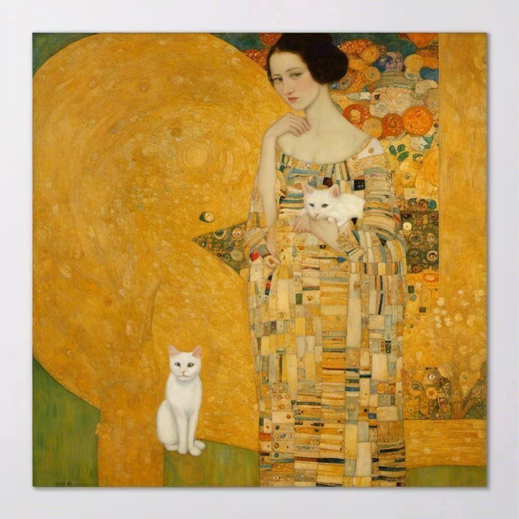 A whimsical variation on "the woman in gold " by Gustav Klim...