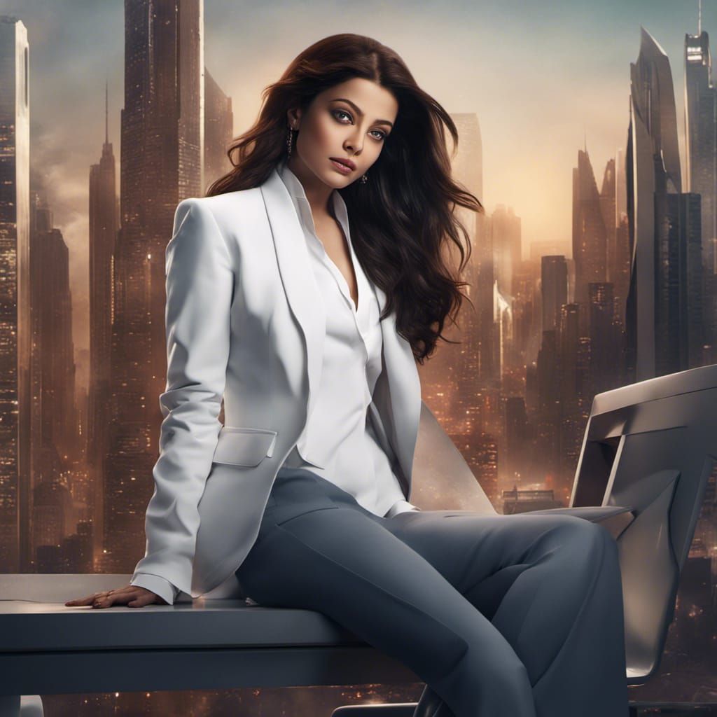 Aishwarya Rai in White Suit: Matte Painting