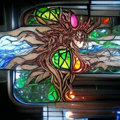 Stained Glass Yggdrasil Tree of Life
