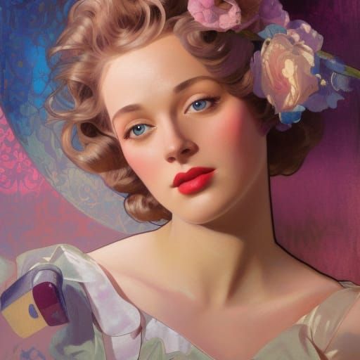 1950s Romance Portrait in Photorealistic Style
