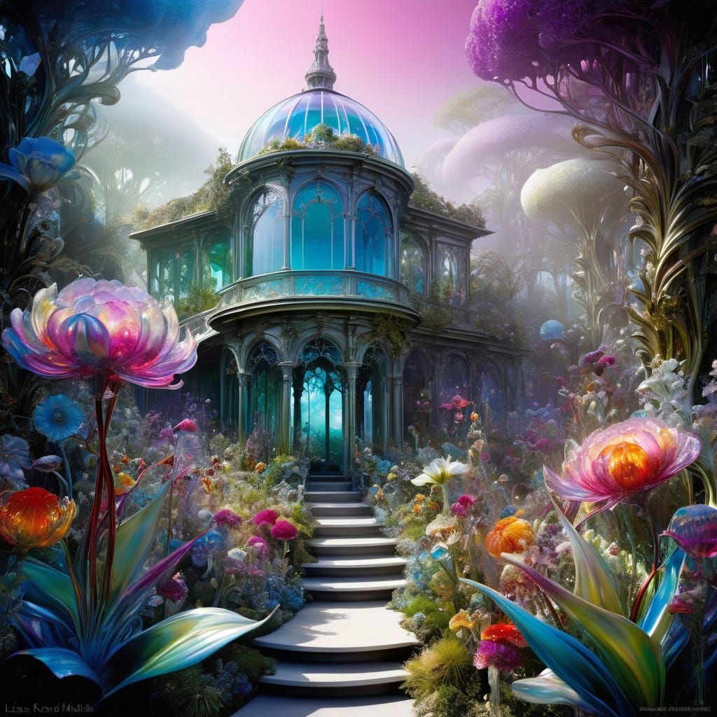 Ethereal Botanical Dreamscape in Glass