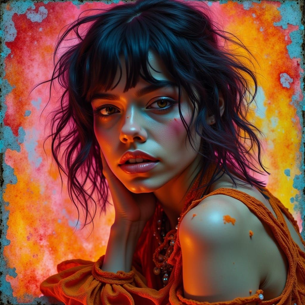 Punk Prayer Zendaya in Vibrant Amber Tones