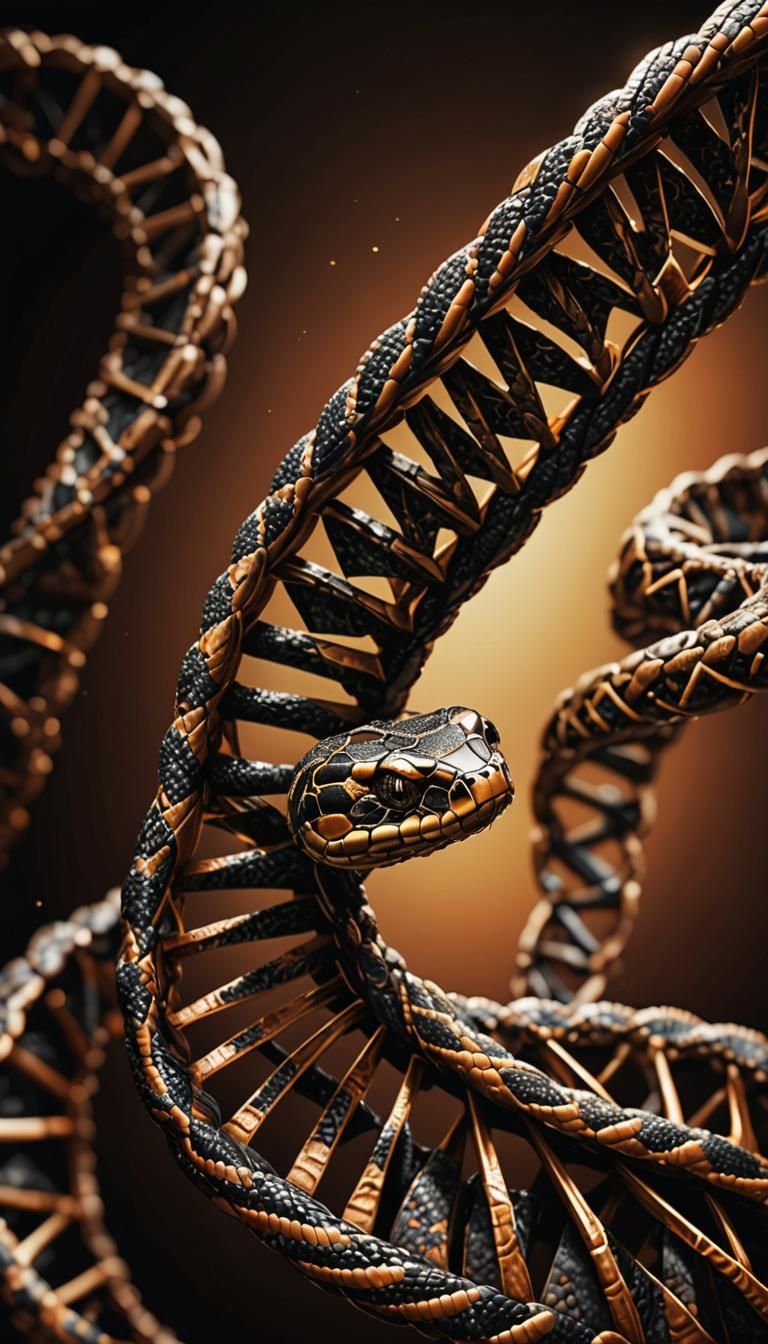 DNA Snake: Hyper-Realistic Digital Art Macro Shot