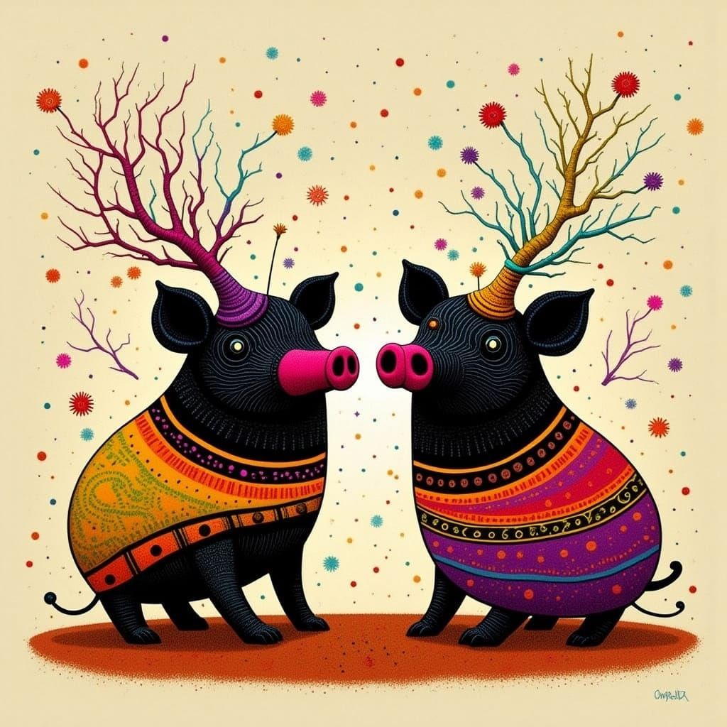 Festive Piñata Pigs in Whimsical Style