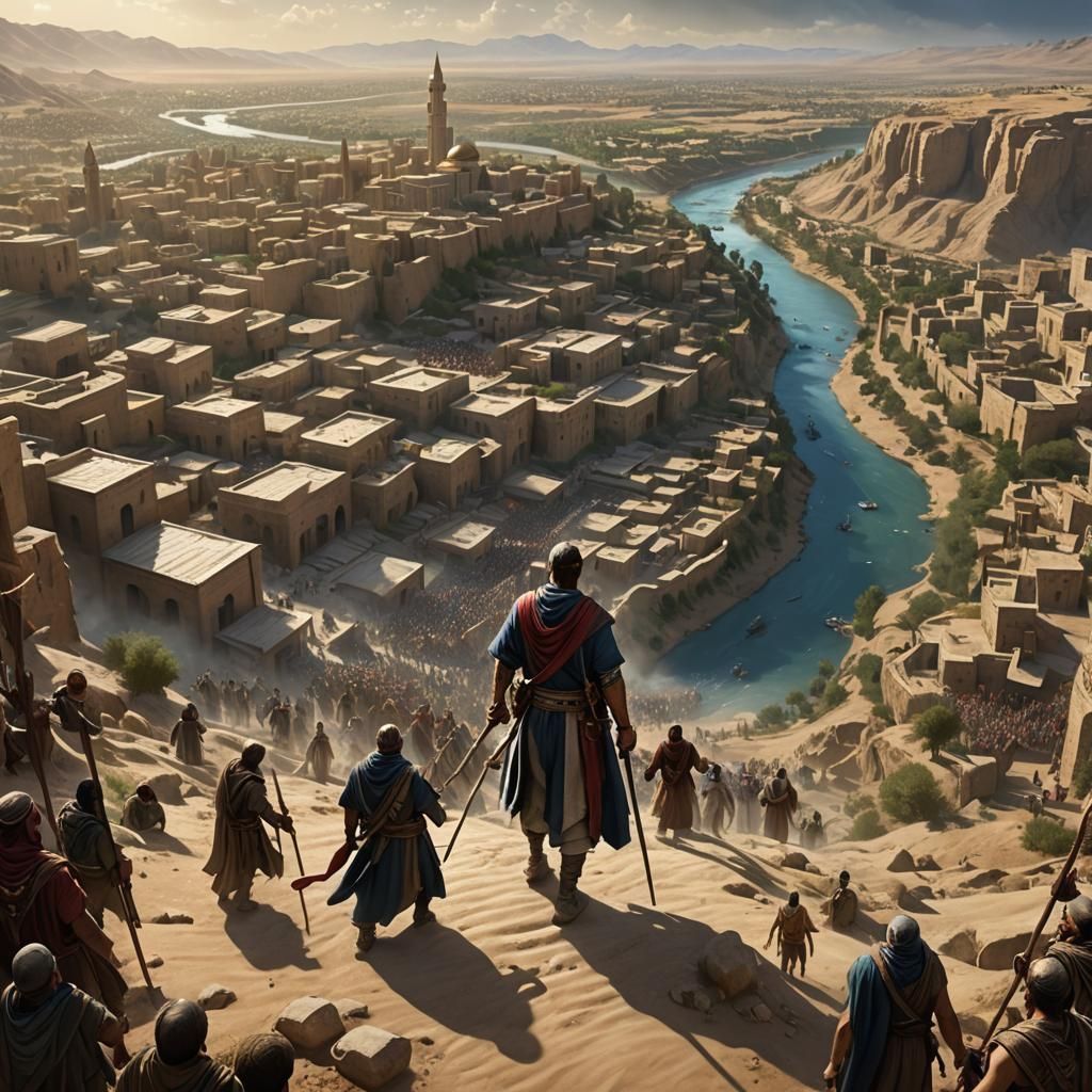 Joshua Leads Israelites to Promised Land: Matte Painting